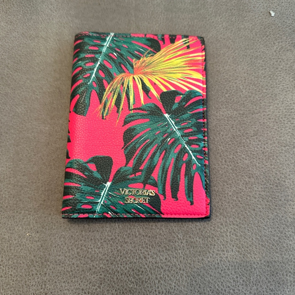 Victoria's Secret Pink and Green Leaf Passport Holder